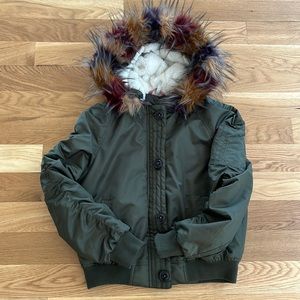 Pink platinum bomber jacket forest green. Juniors medium